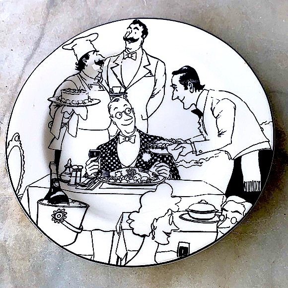 EPOCH LE RESTAURANT SALAD PLATE 8 1/8TH INCH WHITE BLACK ROUND E 120 - Picture 2 of 5